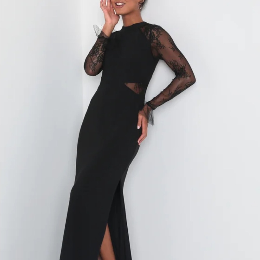 Lulu's Black Long Sleeve Lace Dress